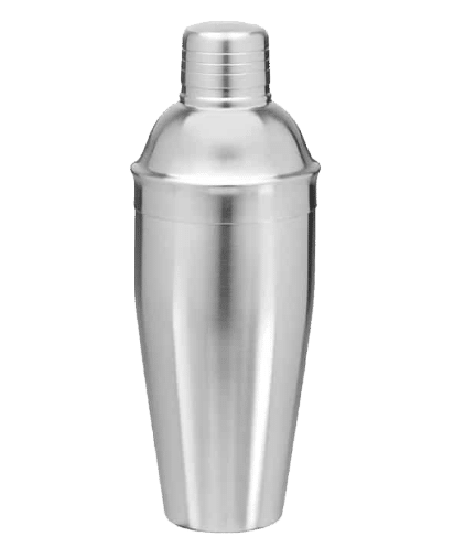 A silver cocktail shaker bottle