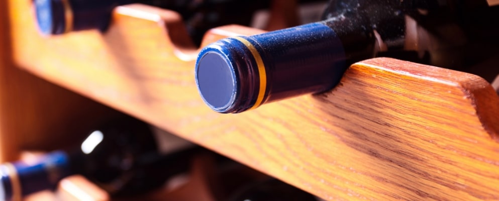 wine in a storage cabinet